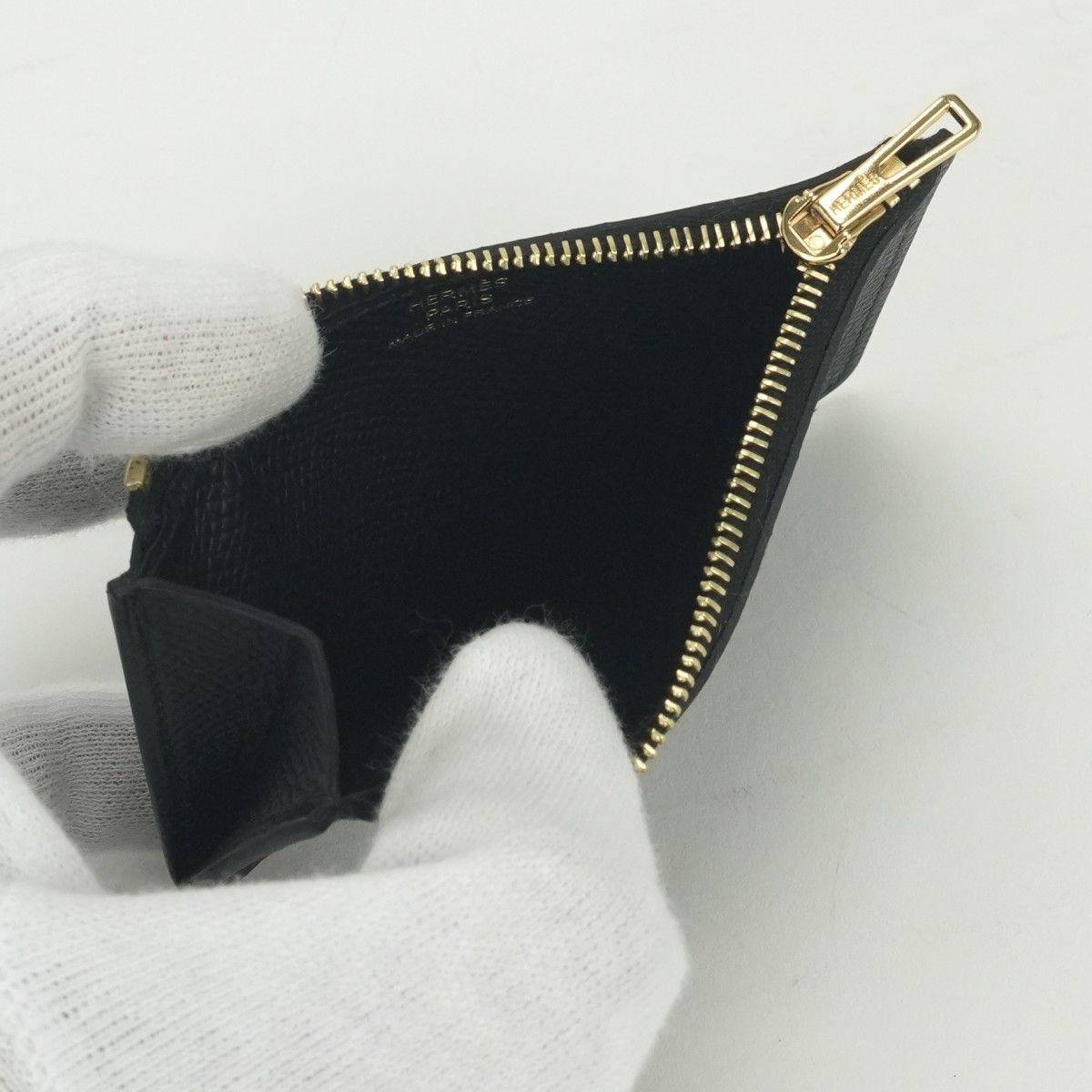 Hermes Constance Slim Wallet Bifold Mini Epsom Noir Black Gold Veau — view 7