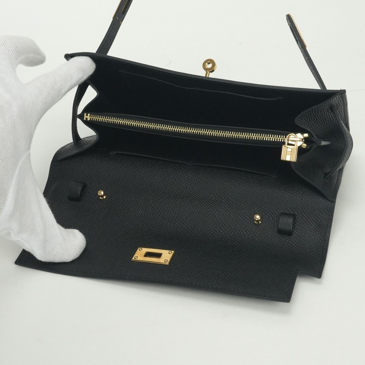 Hermes Kelly Wallet to Go Epsom Noir Black Gold Veau — view 7