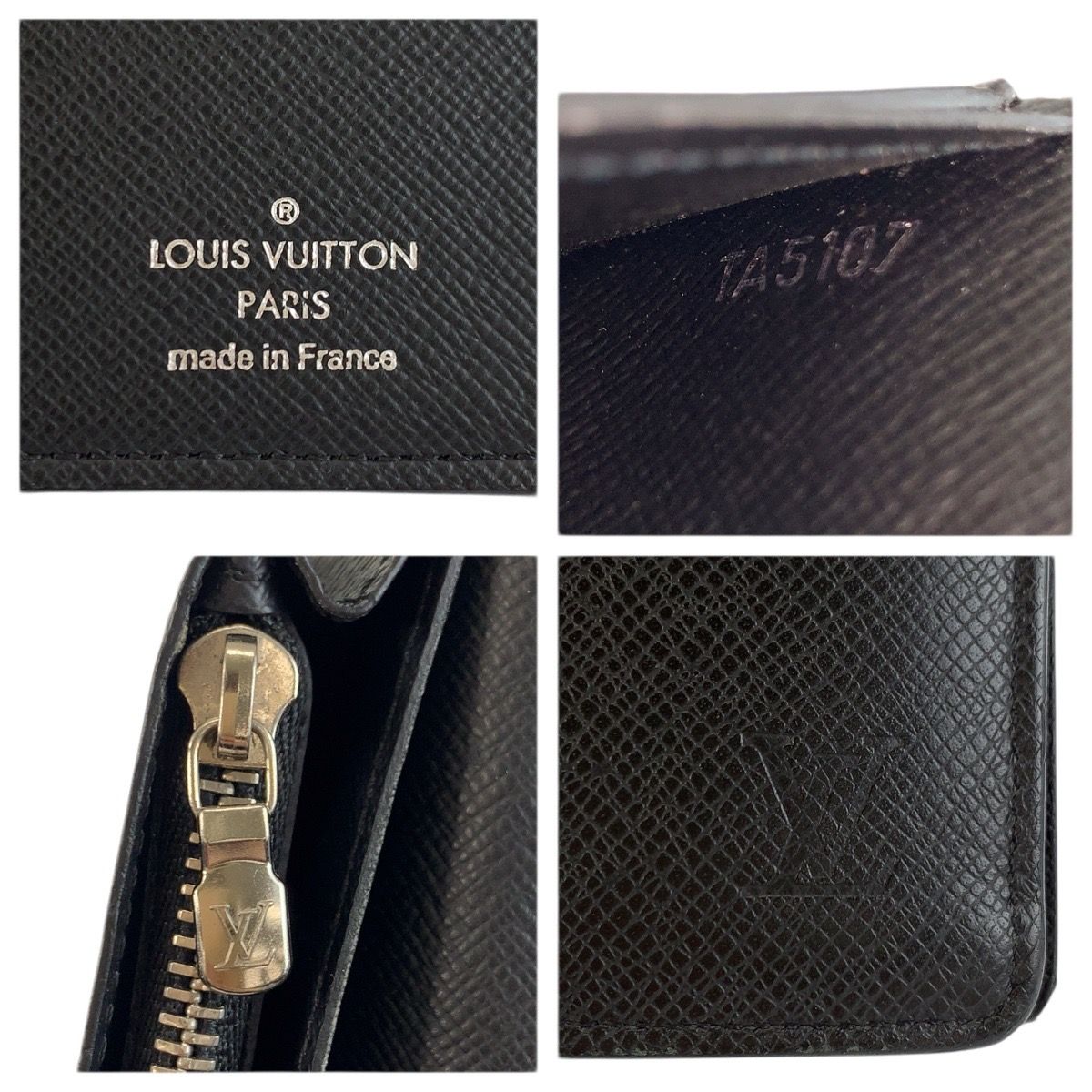 Louis Vuitton Taiga Portefeuille Brazza Noir Black Wallet — view 3