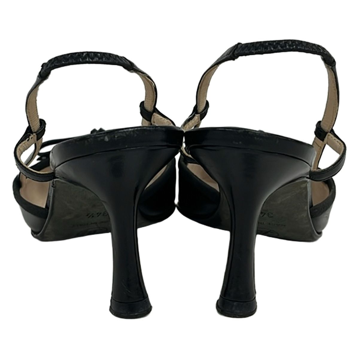 Chanel Sandals 34.5 Black Ribbon CC Logo Leather Lambskin — view 3