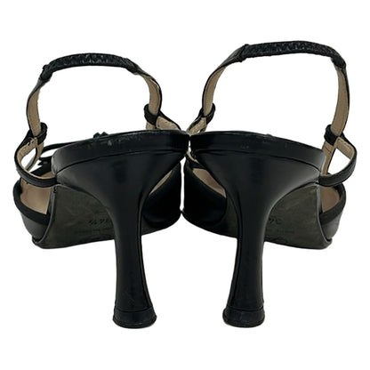 Chanel Sandals 34.5 Black Ribbon CC Logo Leather Lambskin — view 3