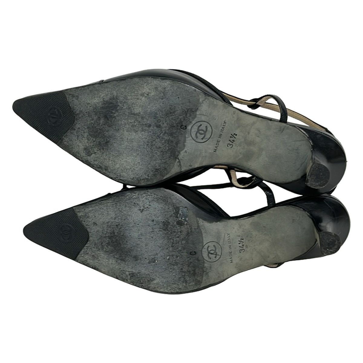Chanel Sandals 34.5 Black Ribbon CC Logo Leather Lambskin — view 4