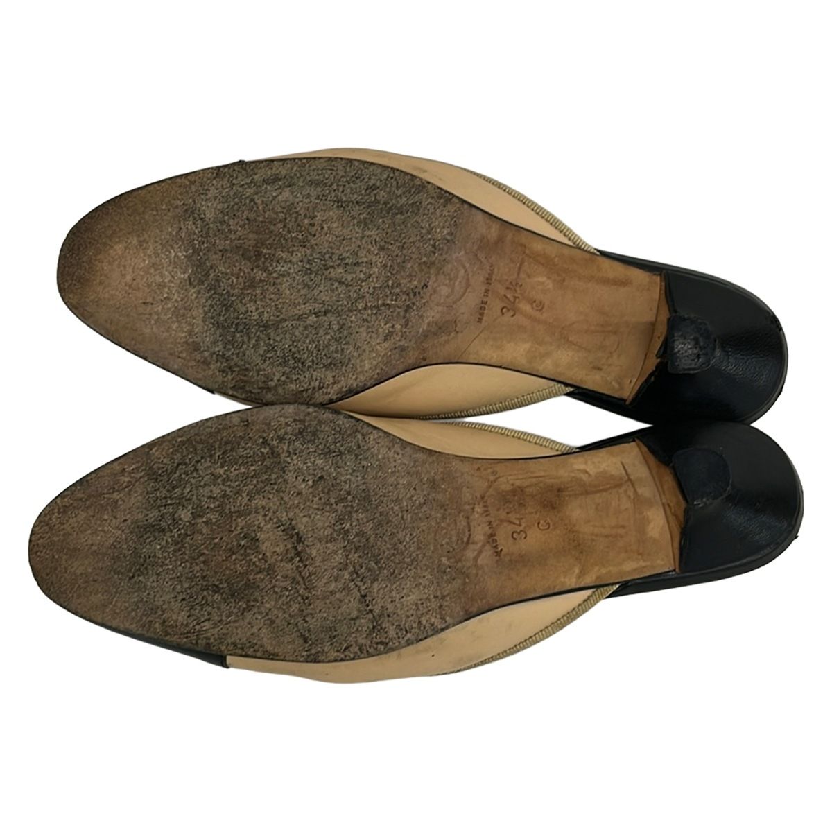 Chanel Mules 34.5 C Beige Black Ribbon CC Logo Lambskin — view 4