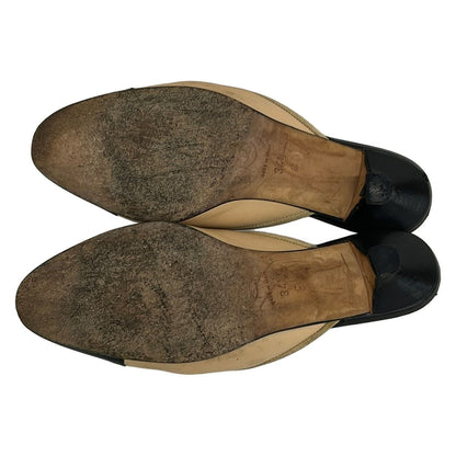 Chanel Mules 34.5 C Beige Black Ribbon CC Logo Lambskin — view 4