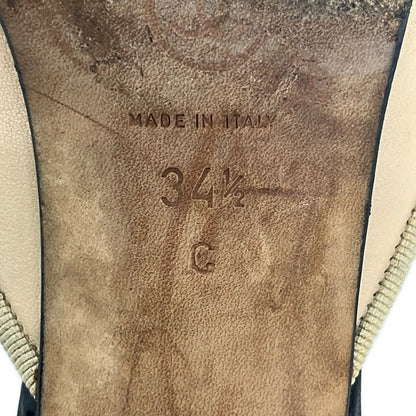 Chanel Mules 34.5 C Beige Black Ribbon CC Logo Lambskin — view 6