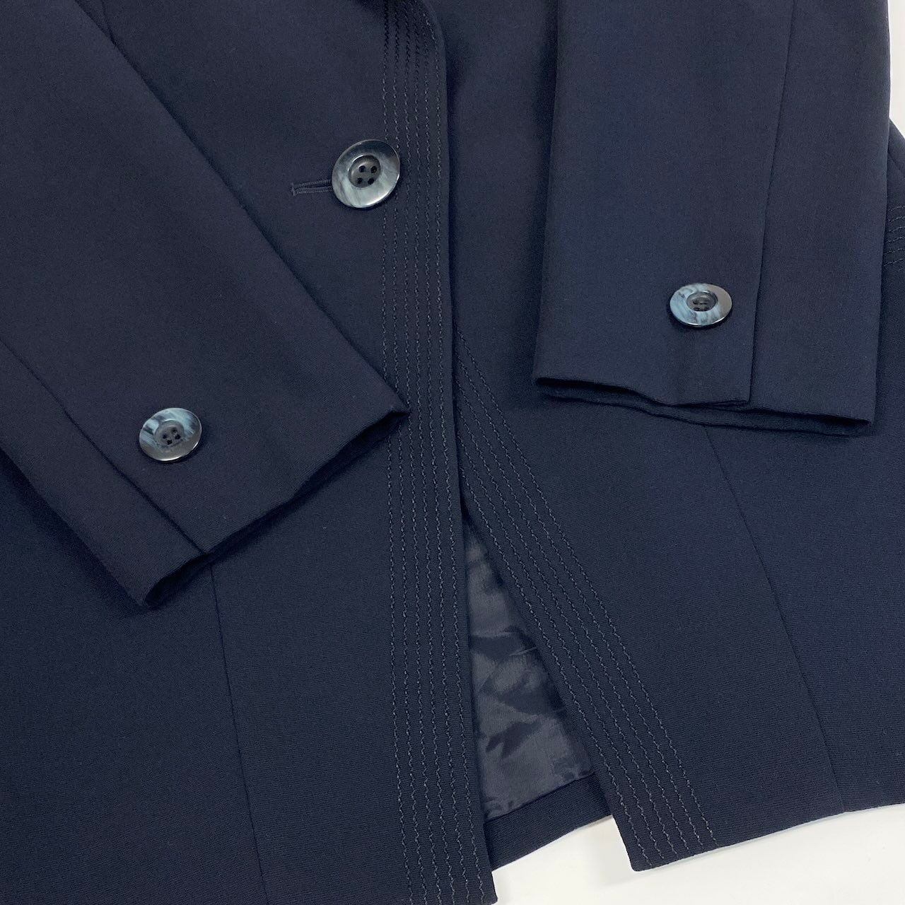 Dior Tailored Jacket Black Leather M Dark Navy Wool — view 7