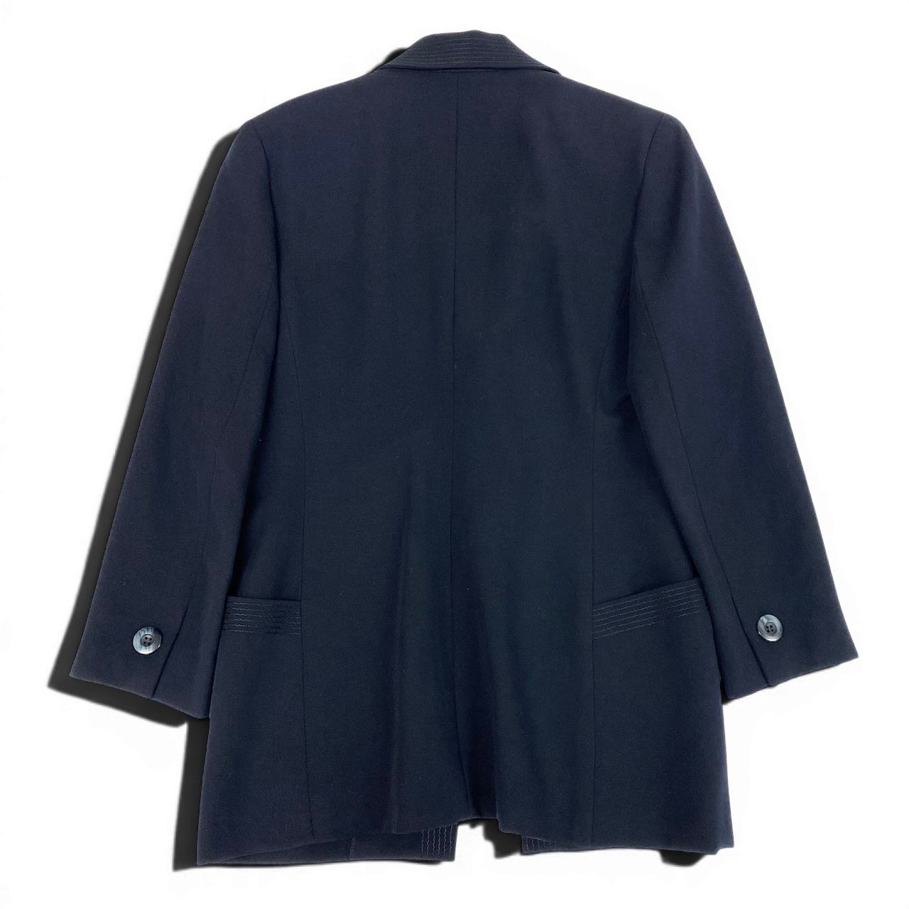Dior Tailored Jacket Black Leather M Dark Navy Wool — view 3