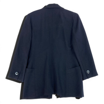 Dior Tailored Jacket Black Leather M Dark Navy Wool — view 3
