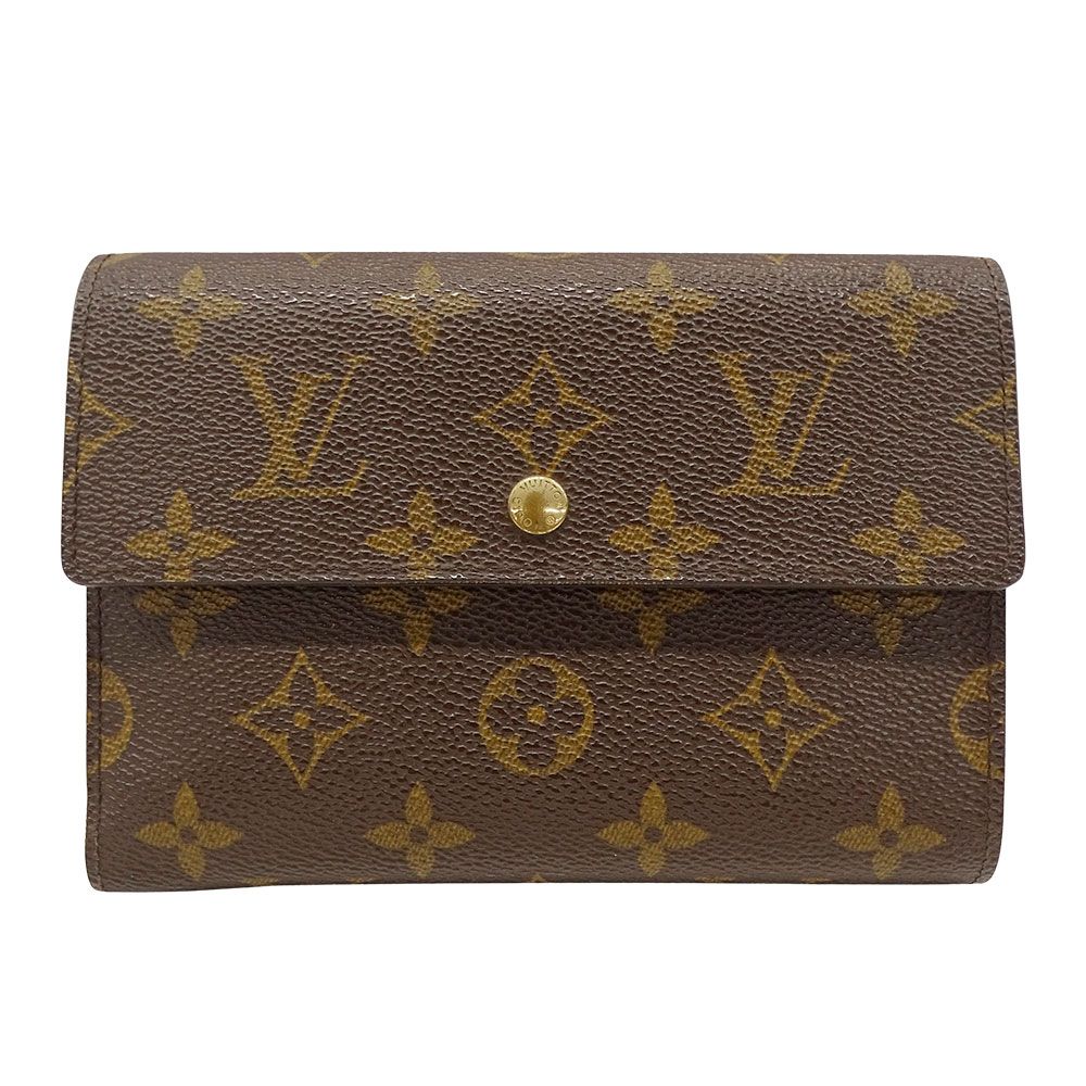 Louis Vuitton Wallet Trifold Monogram Canvas Porte Tresor Etui Chequier Brown