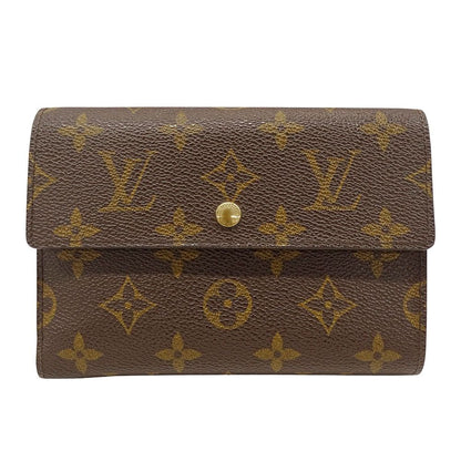 Louis Vuitton Wallet Trifold Monogram Canvas Porte Tresor Etui Chequier Brown