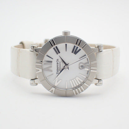 Tiffany & Co Atlas Date Automatic Watch White Dial Ceramic SS Leather Strap Pawn — view 2