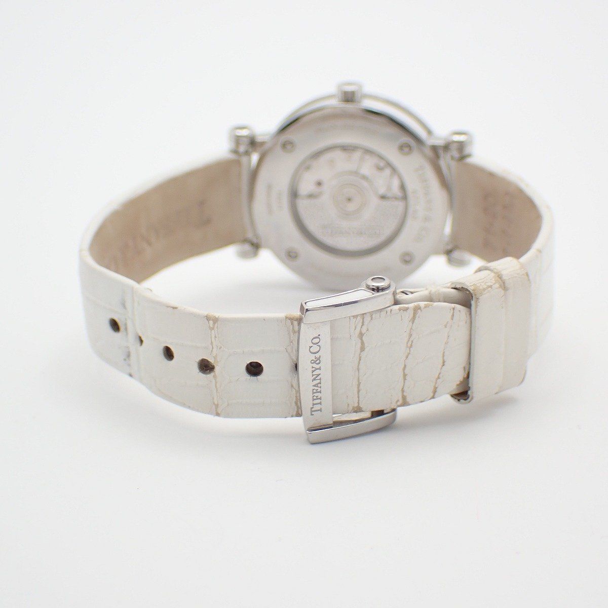 Tiffany & Co Atlas Date Automatic Watch White Dial Ceramic SS Leather Strap Pawn — view 3
