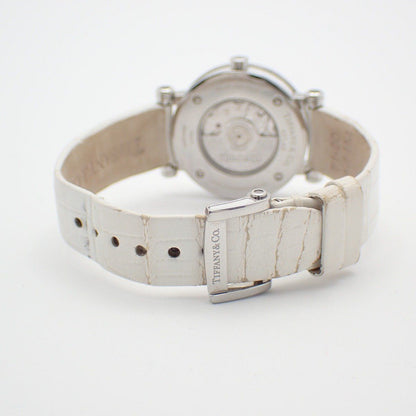 Tiffany & Co Atlas Date Automatic Watch White Dial Ceramic SS Leather Strap Pawn — view 3