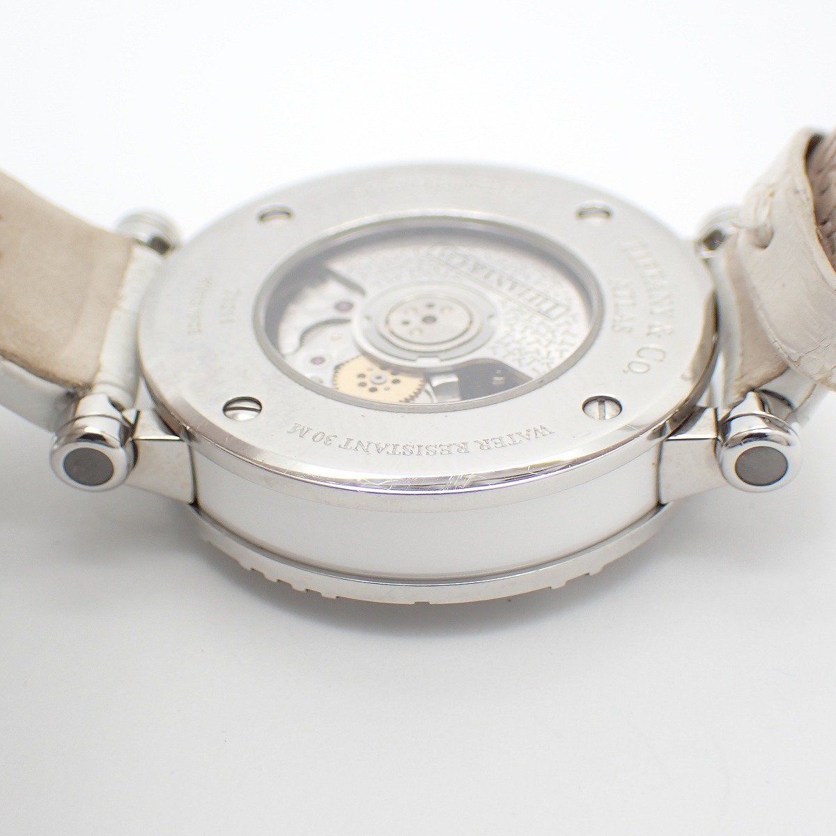 Tiffany & Co Atlas Date Automatic Watch White Dial Ceramic SS Leather Strap Pawn — view 8