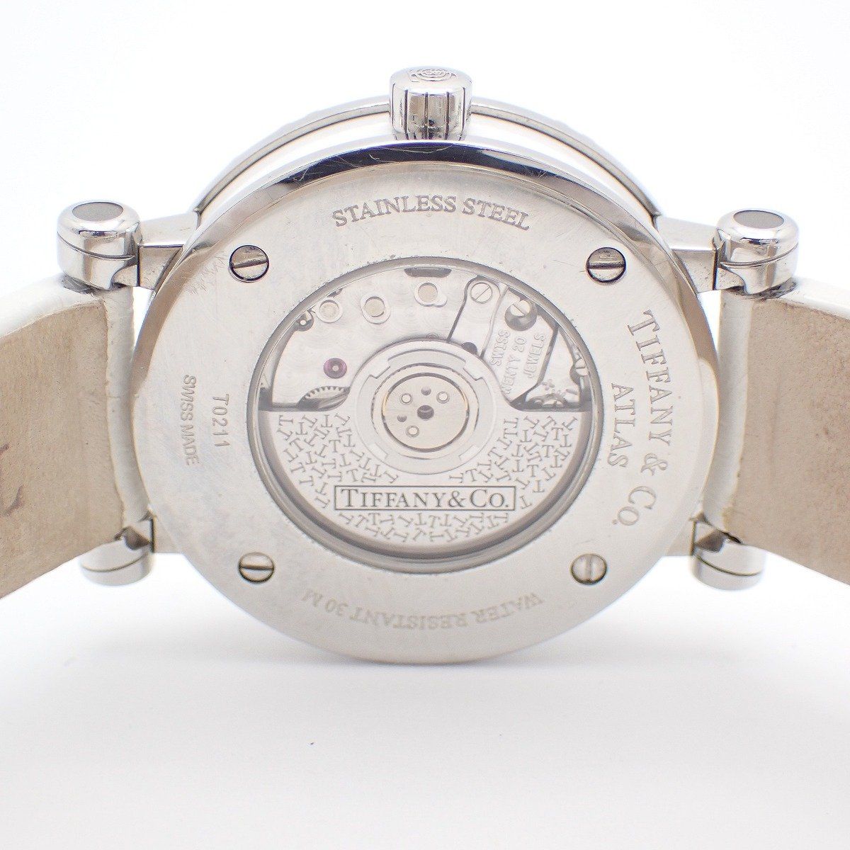 Tiffany & Co Atlas Date Automatic Watch White Dial Ceramic SS Leather Strap Pawn — view 9