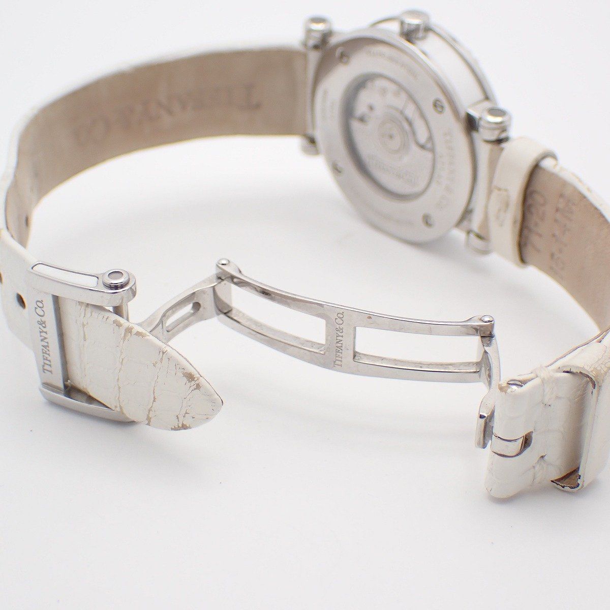 Tiffany & Co Atlas Date Automatic Watch White Dial Ceramic SS Leather Strap Pawn — view 6