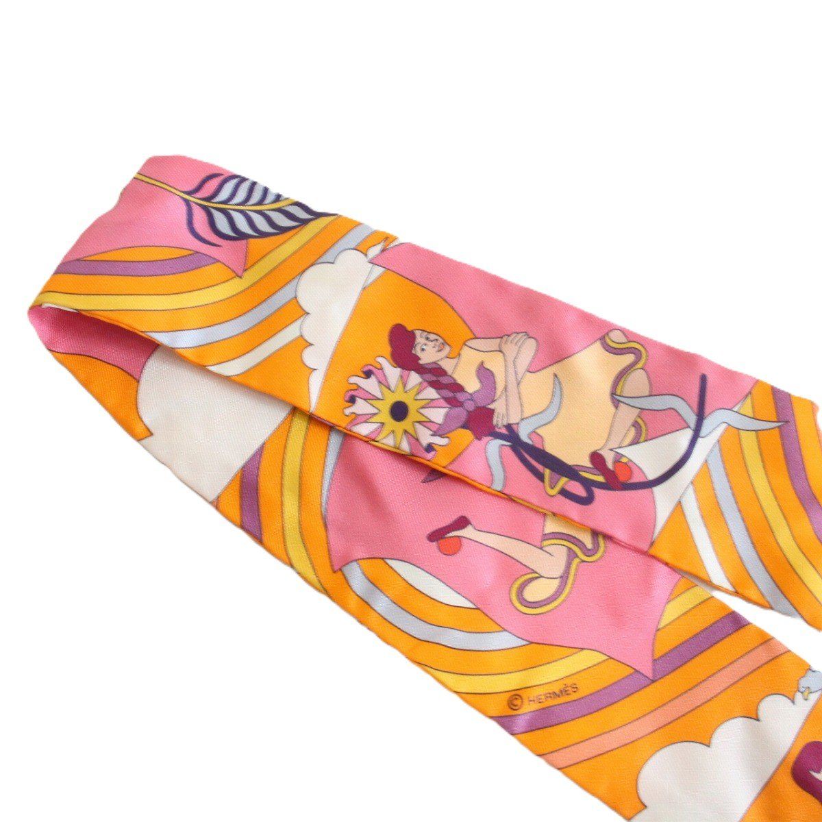 Hermes Tsuiri My Cloud Silk 100% Orange Scarf — view 3