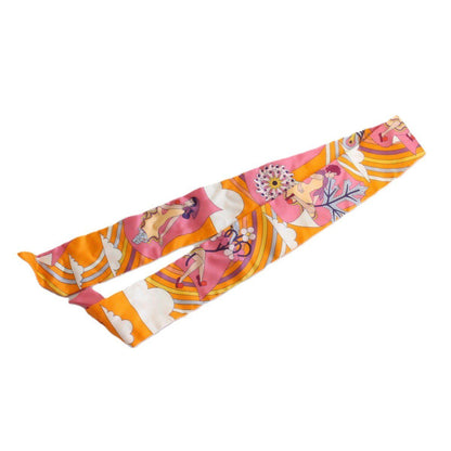 Hermes Tsuiri My Cloud Silk 100% Orange Scarf — view 2