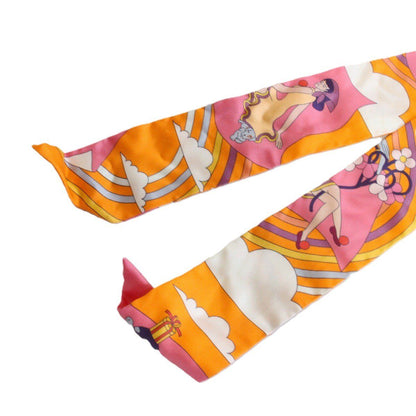 Hermes Tsuiri My Cloud Silk 100% Orange Scarf — view 6