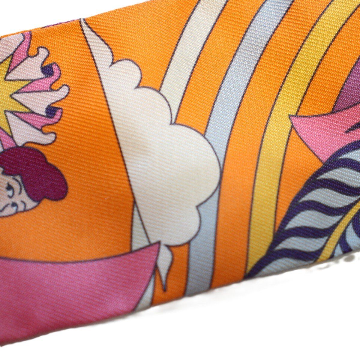 Hermes Tsuiri My Cloud Silk 100% Orange Scarf — view 8