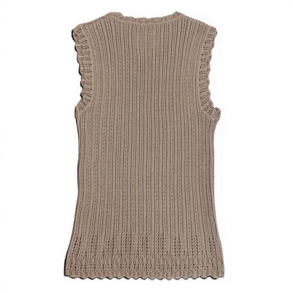 Dior Galiano Era Sleeveless Neck Knit Sweater Cotton Silk Top 38 Beige — view 3