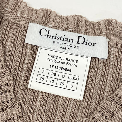 Dior Galiano Era Sleeveless Neck Knit Sweater Cotton Silk Top 38 Beige — view 7