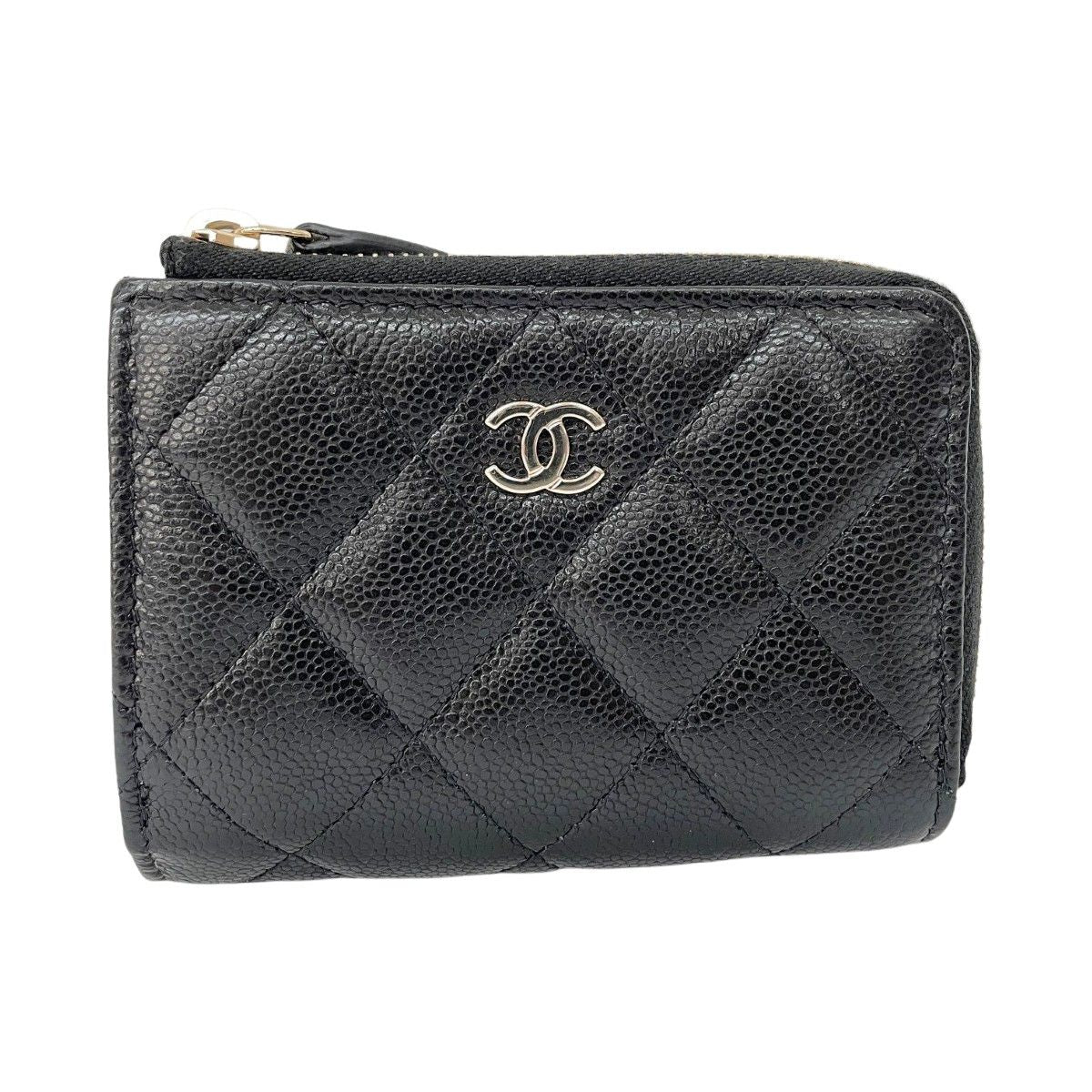 Chanel Trifold Wallet Zippy Caviar Leather Black