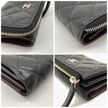 Chanel Trifold Wallet Zippy Caviar Leather Black — view 8