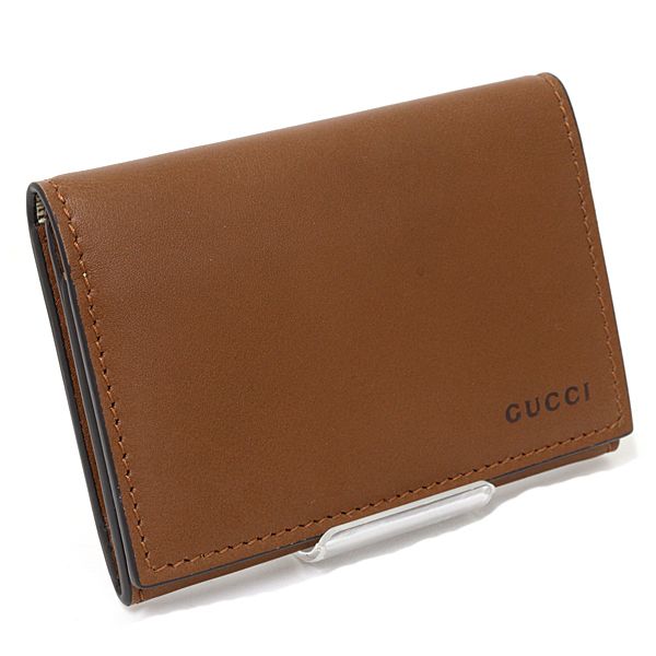 Gucci GG Emblem Card Case Business Holder Mini Wallet Smooth Leather Brown — view 2