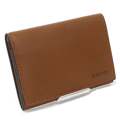 Gucci GG Emblem Card Case Business Holder Mini Wallet Smooth Leather Brown — view 2
