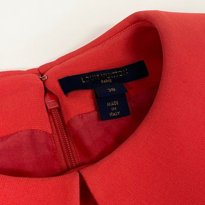 Louis Vuitton Belted Dress LV Logo Button Short Sleeve Hzl 38 Red — view 9