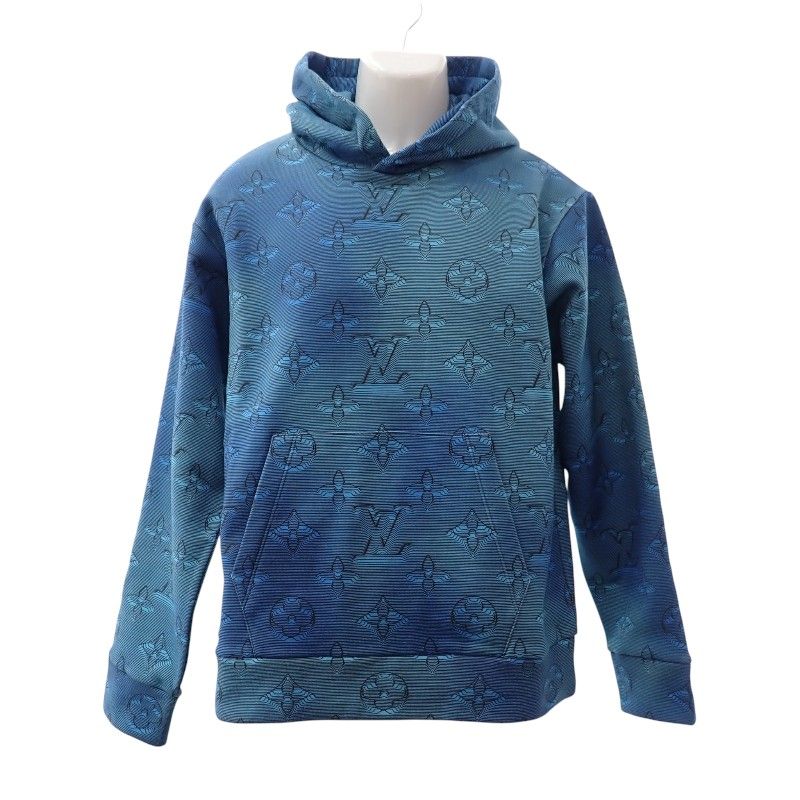 Louis Vuitton Monogram Printed Overhood M Hoodie Cotton Blue