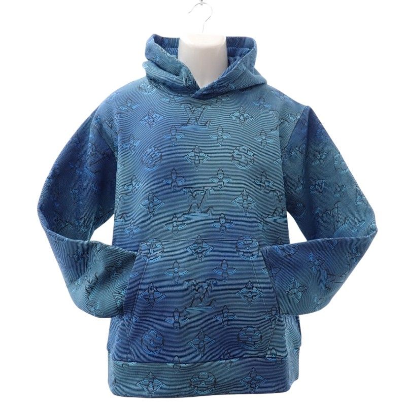 Louis Vuitton Monogram Printed Overhood M Hoodie Cotton Blue — view 3
