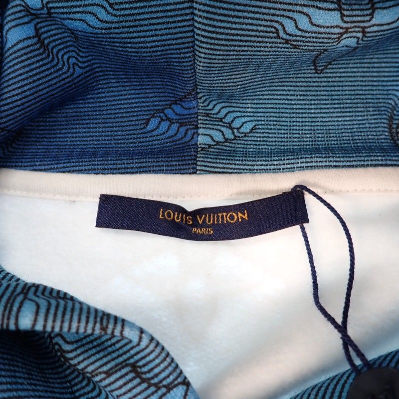 Louis Vuitton Monogram Printed Overhood M Hoodie Cotton Blue — view 7