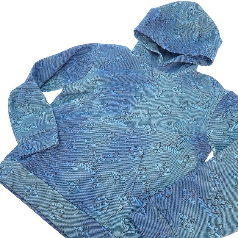 Louis Vuitton Monogram Printed Overhood M Hoodie Cotton Blue — view 5