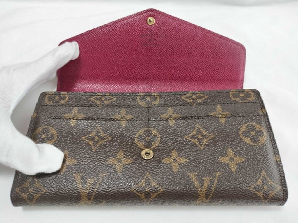 Louis Vuitton Wallet Porte Feuille Sarah Brown Fuchsia Monogram Bifold — view 6