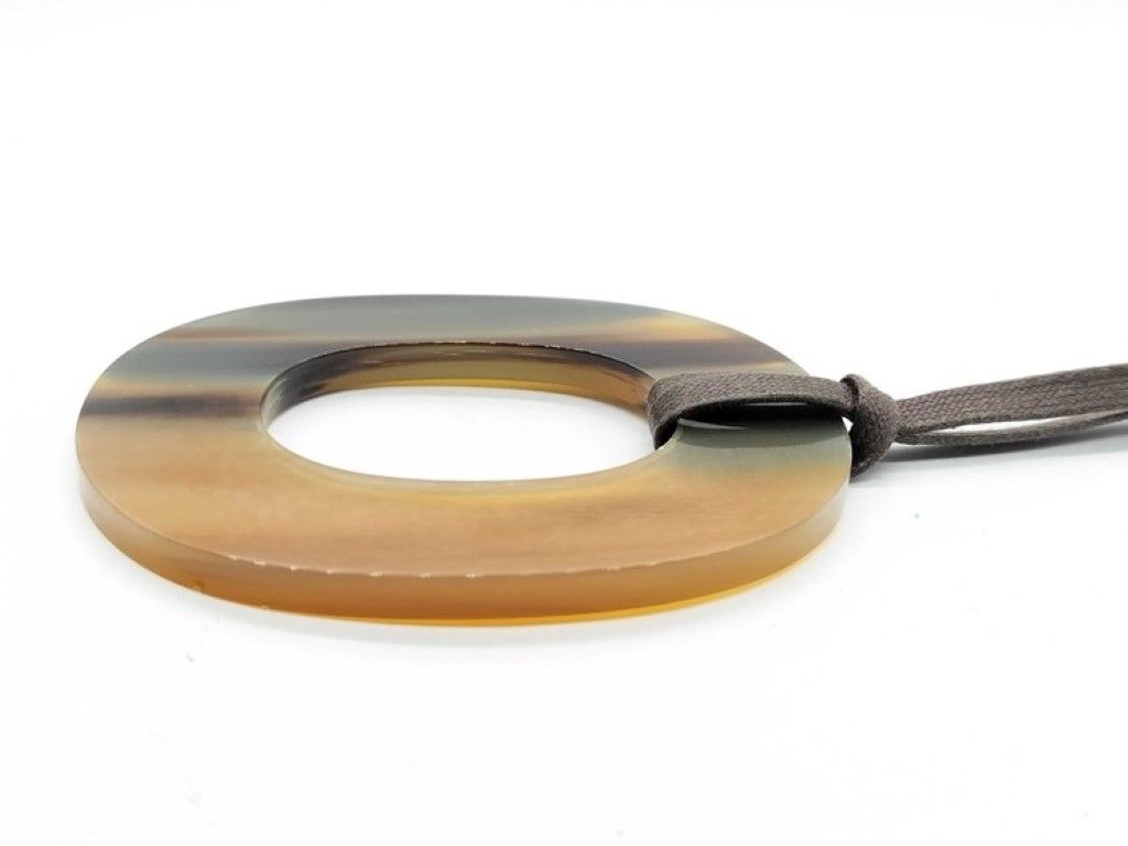 Hermes Necklace Ismu Brown Buffalo Horn Series Button — view 2