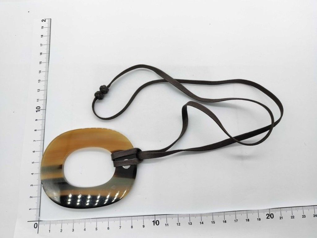 Hermes Necklace Ismu Brown Buffalo Horn Series Button — view 7