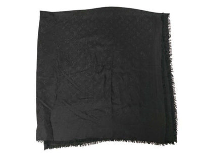 Louis Vuitton Shawl Monogram Black Silk 60% Wool Scarf