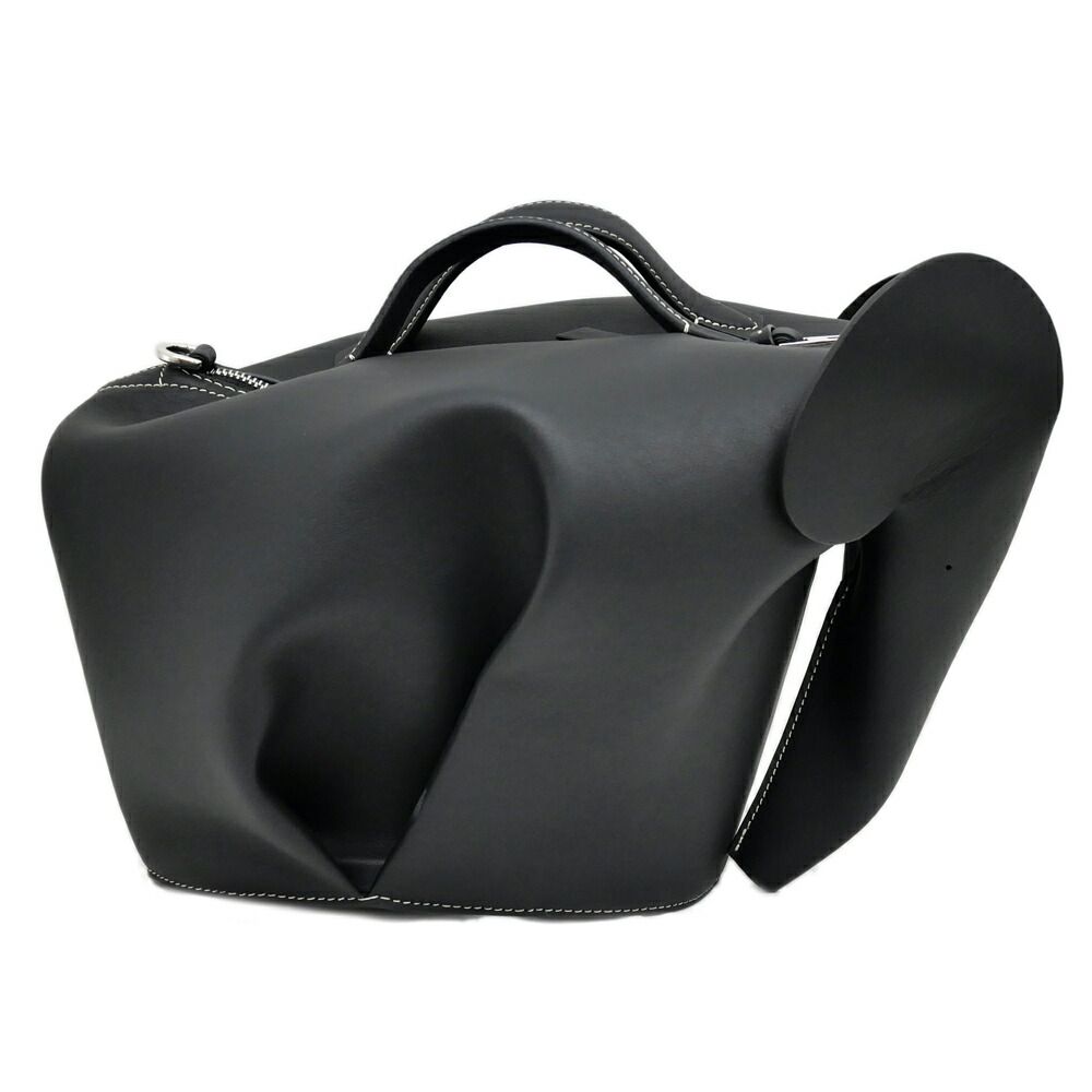 Loewe Elephant Leather Shoulder Bag Large Black Silver Purse — view 2