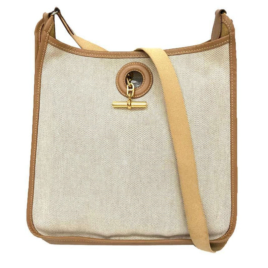 Hermes Vespa PM Shoulder Bag Vintage PM Canvas Leather Camel Natural