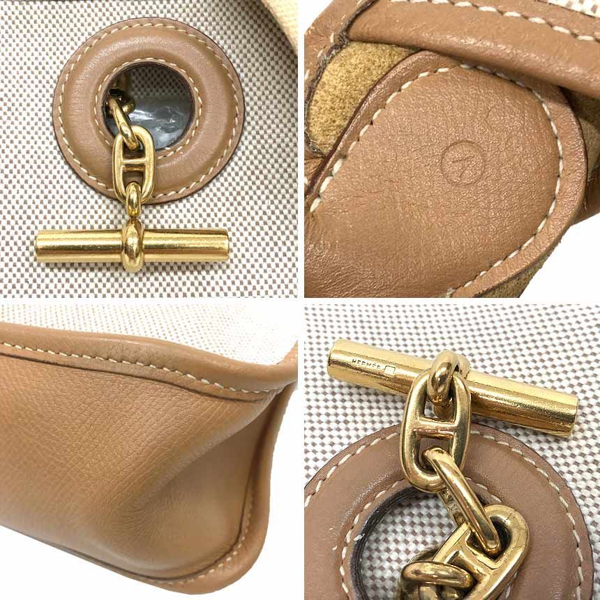 Hermes Vespa PM Shoulder Bag Vintage PM Canvas Leather Camel Natural — view 3