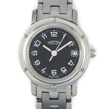 Hermes Watch Black Dial Date SS Quartz Analog