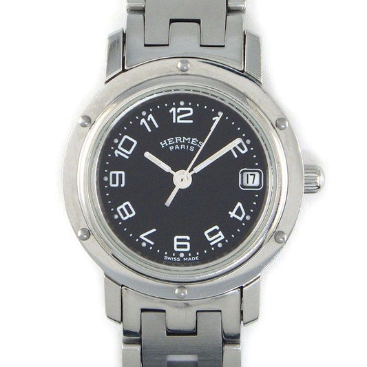 Hermes Watch Black Dial Date SS Quartz Analog