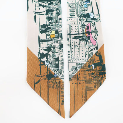 Hermes Heaven Twill From the Shadow of the Boulevard White Green Orange Silk — view 4