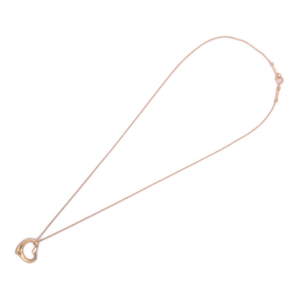 Tiffany & Co Open Heart Diamond Necklace Pendant 18k Yellow Gold