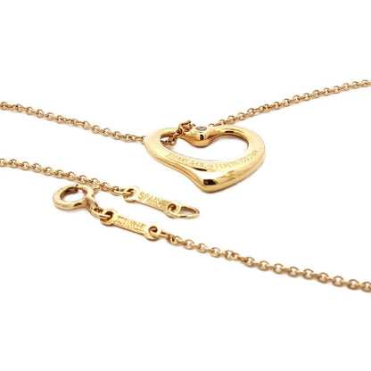 Tiffany & Co Open Heart Diamond Necklace Pendant 18k Yellow Gold