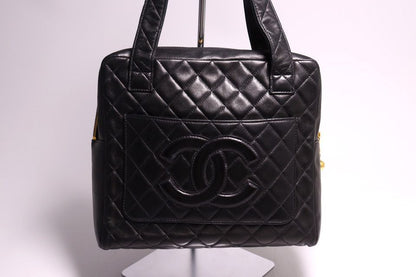 Chanel Quilted Jumbo CC Logo Leather Handbag — view 2