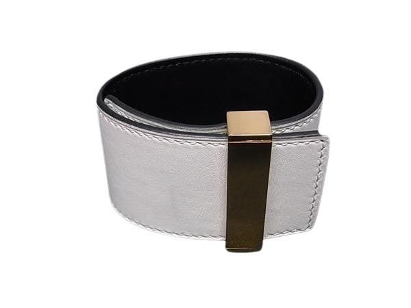 Celine Bracelet White Leather Gold