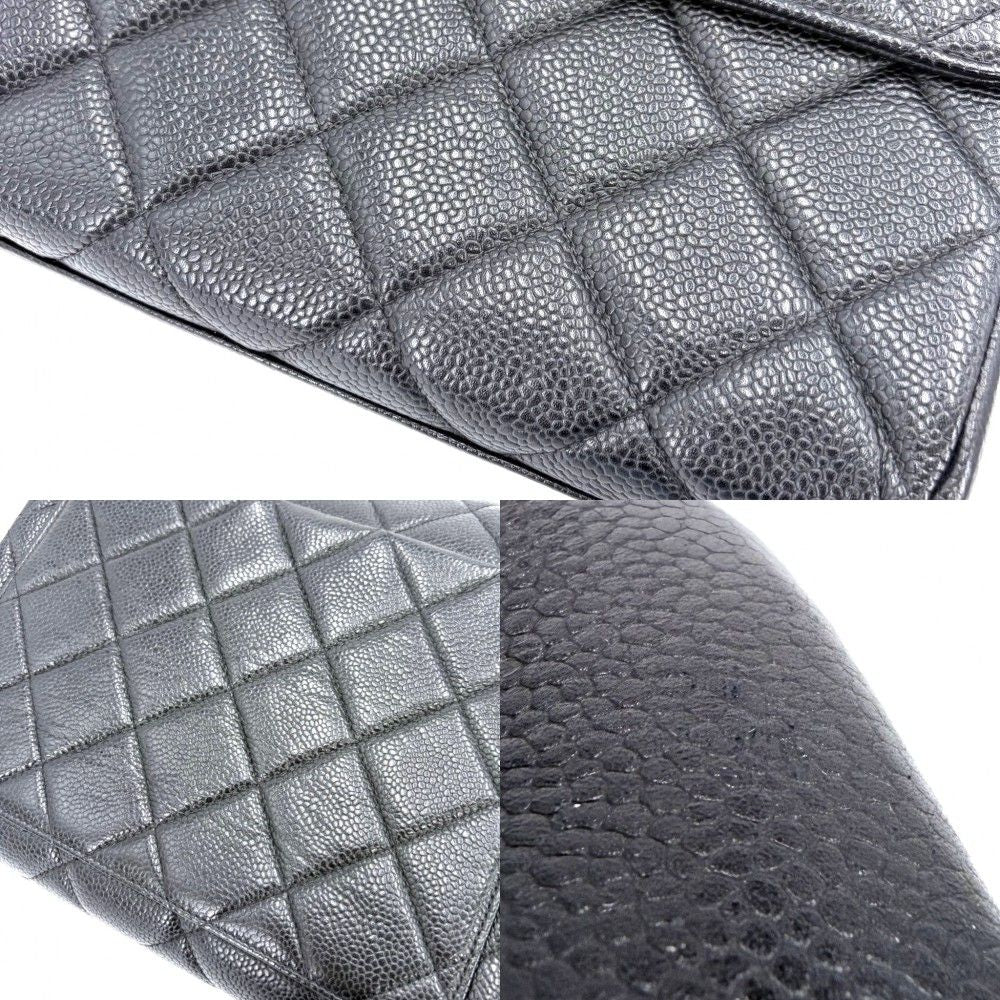Chanel Shoulder Bag Quilted Chain Square Crossbody CC Logo Turnlock Caviar — view 6